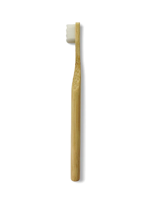 Bamboo Toothbrush Nano White - Round Handle - Image 2