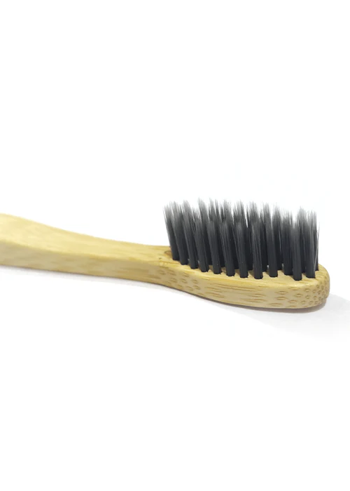 Bamboo Toothbrush Charcoal Adult - Soft with Tongue Cleaner & Holder - Image 4