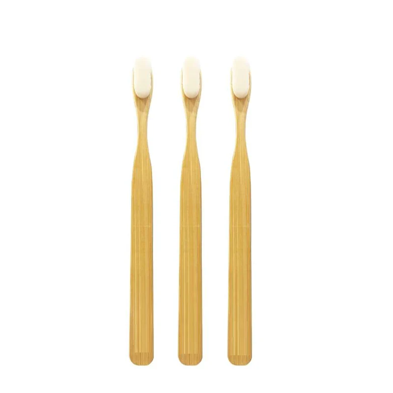 Bamboo Toothbrush Nano White - Flat Handle (Pack of 4) - Image 2