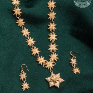 Flat star mala with sunflower pendant